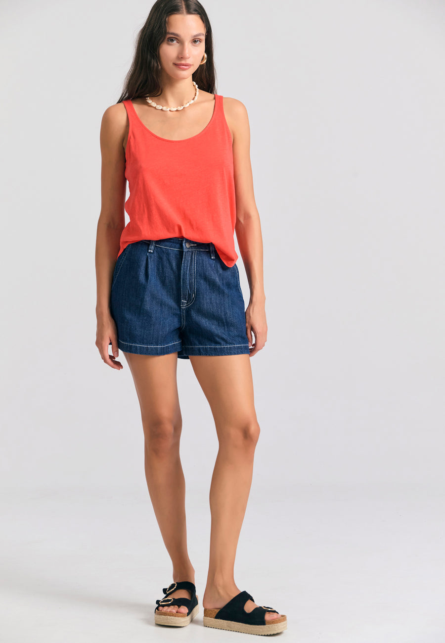 Women's tank top with longer back - Tomato