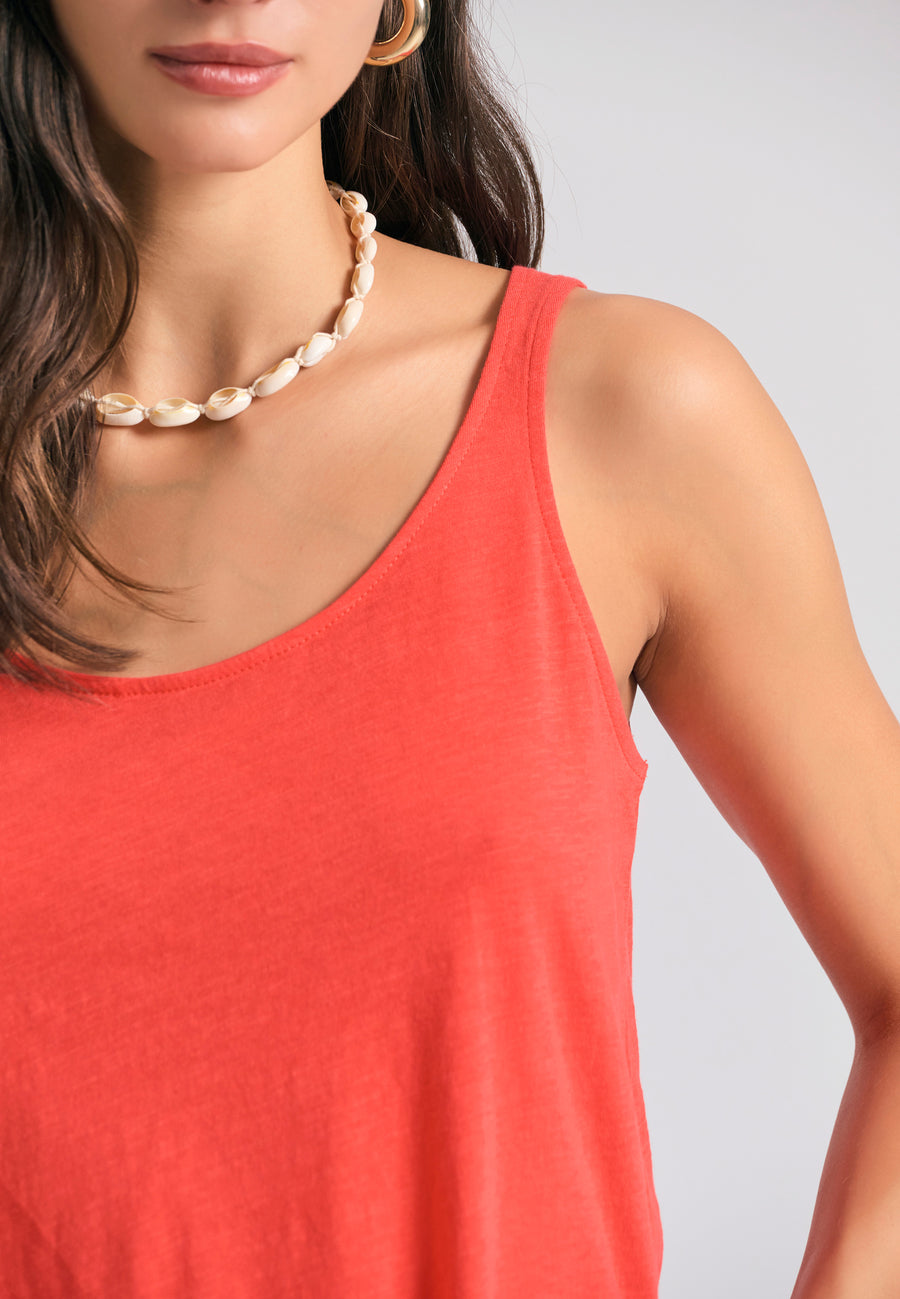 Women's tank top with longer back - Tomato