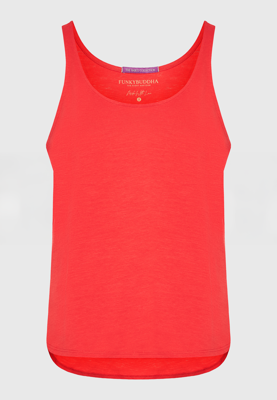 Women's tank top with longer back - Tomato