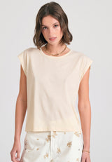 Tricou de damă cu spatele deschis - Chalk