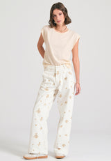 Tricou de damă cu spatele deschis - Chalk