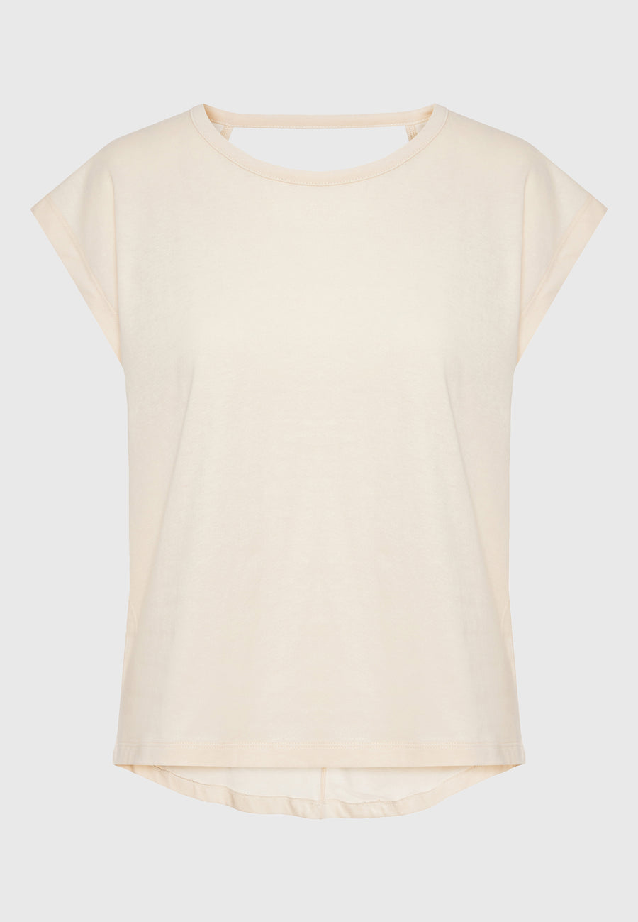 Tricou de damă cu spatele deschis - Chalk