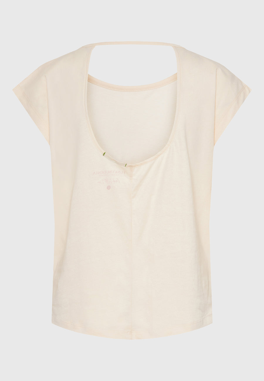 Tricou de damă cu spatele deschis - Chalk