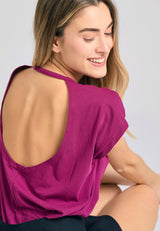 Women's t-shirt with open back - Grape