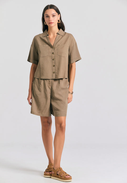 Cămașă vopsită în lyocell, croială lejeră - Oregano