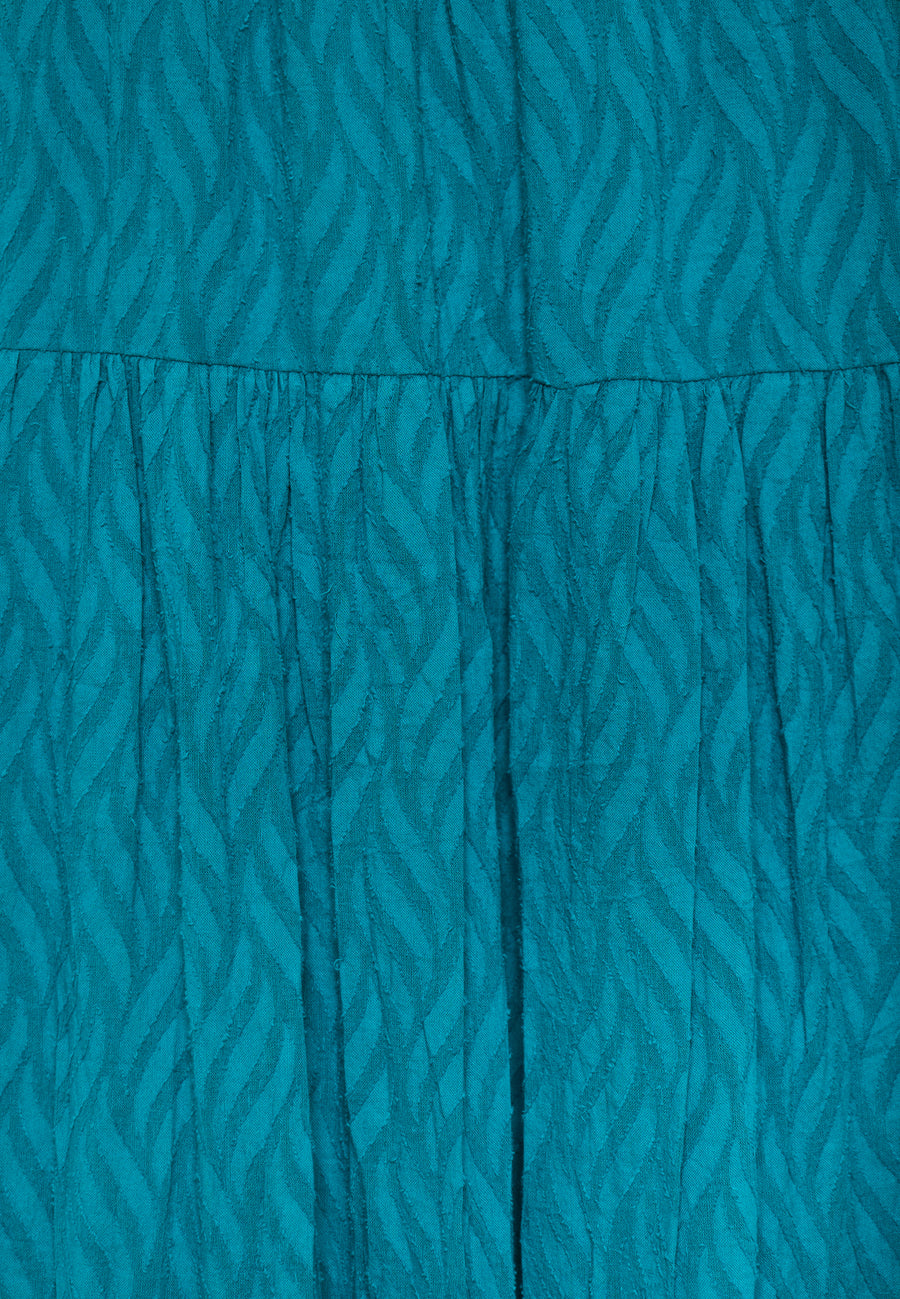Fustă lejeră cu volane din material jacquard - Peacock