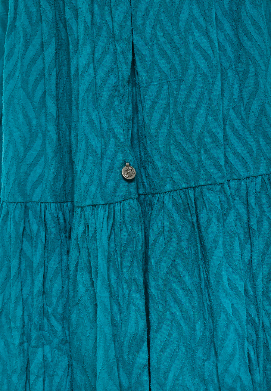 Fustă lejeră cu volane din material jacquard - Peacock