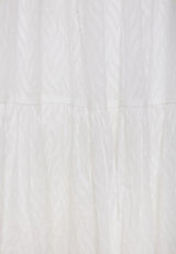 Fustă lejeră cu volane din material jacquard - Alb
