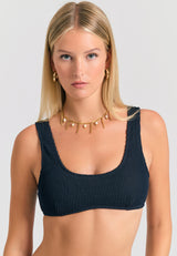 Sutien de bikini cu textură în relief - Negru