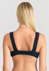 Sutien de bikini cu textură în relief - Negru