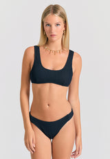 Sutien de bikini cu textură în relief - Negru