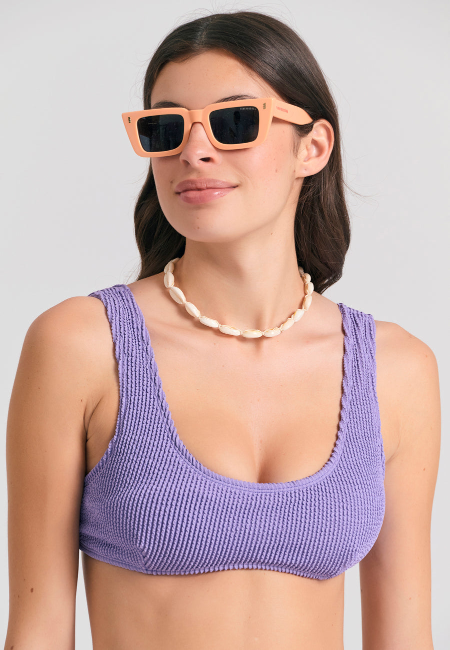 Sutien de bikini cu textură în relief - Dahlia violet