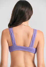 Sutien de bikini cu textură în relief - Dahlia violet