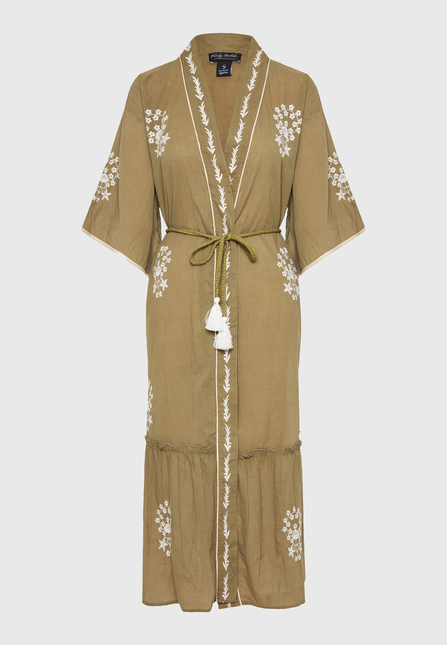 Kimono pentru femei cu broderie și volane - Oregano