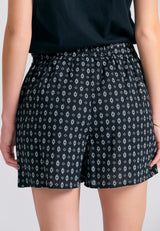 Linen blend shorts with tie waist - Black