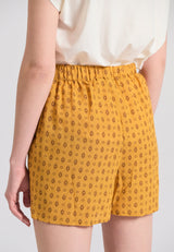 Linen blend shorts with tie waist - Mustard