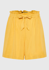 Loose fit shorts with front tie - Mustard