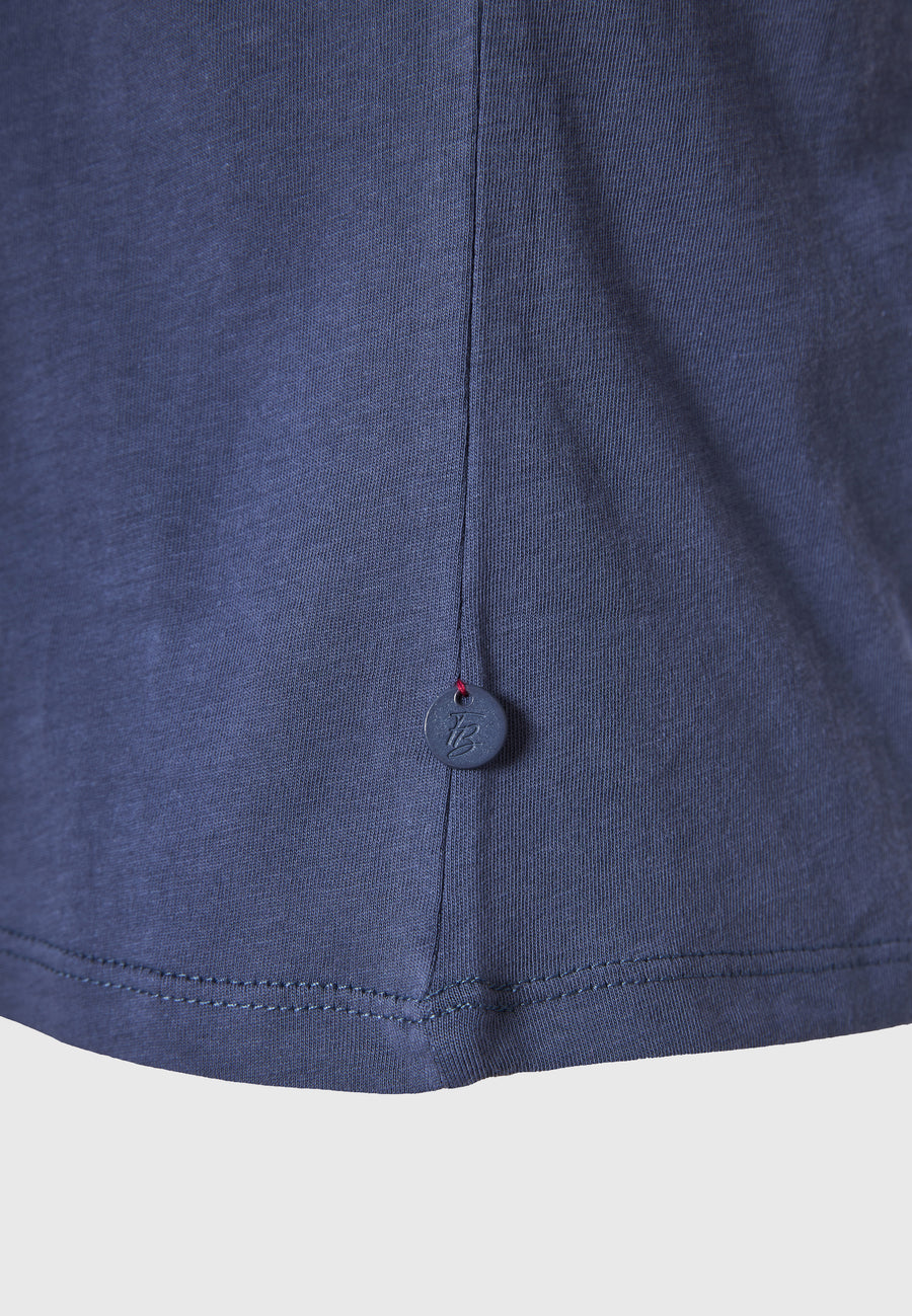 Tricou de damă din bumbac cu decolteu în V - Indigo