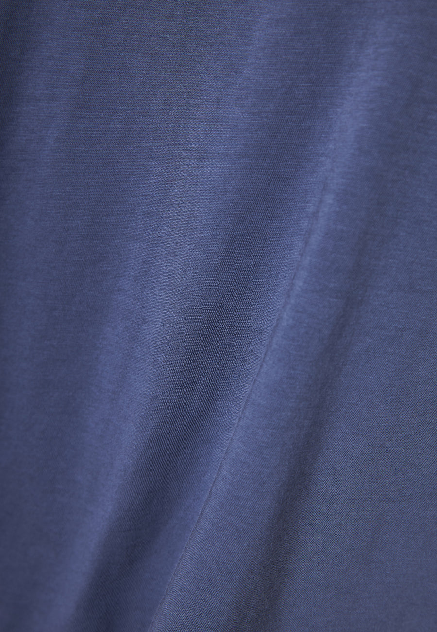Tricou de damă din bumbac cu decolteu în V - Indigo