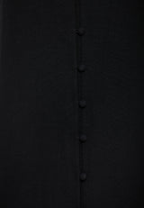 Linen blend midi dress with open back - Black