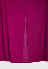 Linen blend midi dress with open back - Grape