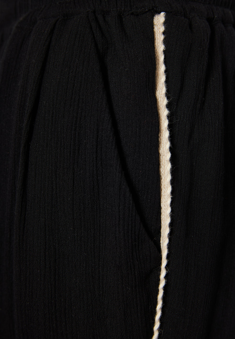Loose fit artificial silk trousers - Black