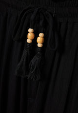 Loose fit artificial silk trousers - Black