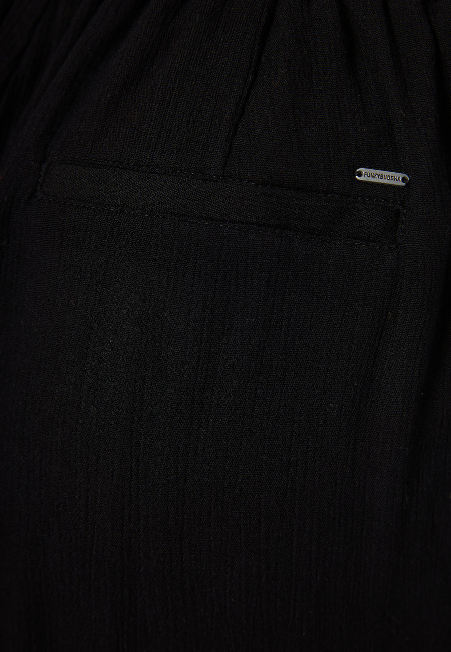 Loose fit artificial silk trousers - Black