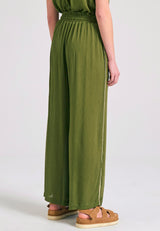 Loose fit artificial silk trousers - Hunter green