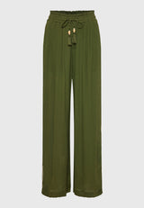 Loose fit artificial silk trousers - Hunter green