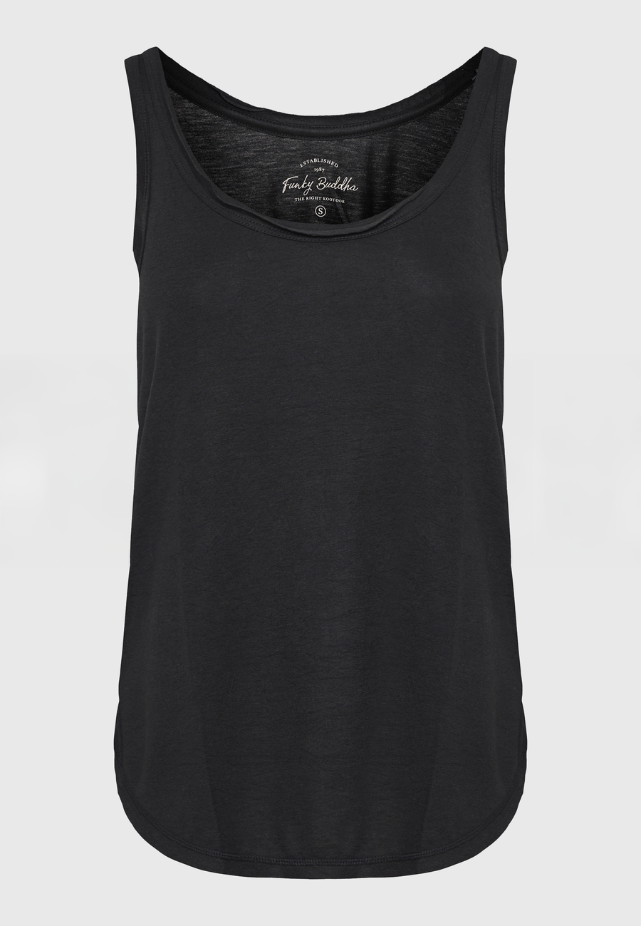 Women's viscose plain color tank top - Black