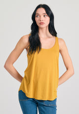Women's viscose plain color tank top - Mustard