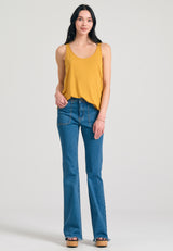 Women's viscose plain color tank top - Mustard