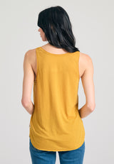 Women's viscose plain color tank top - Mustard