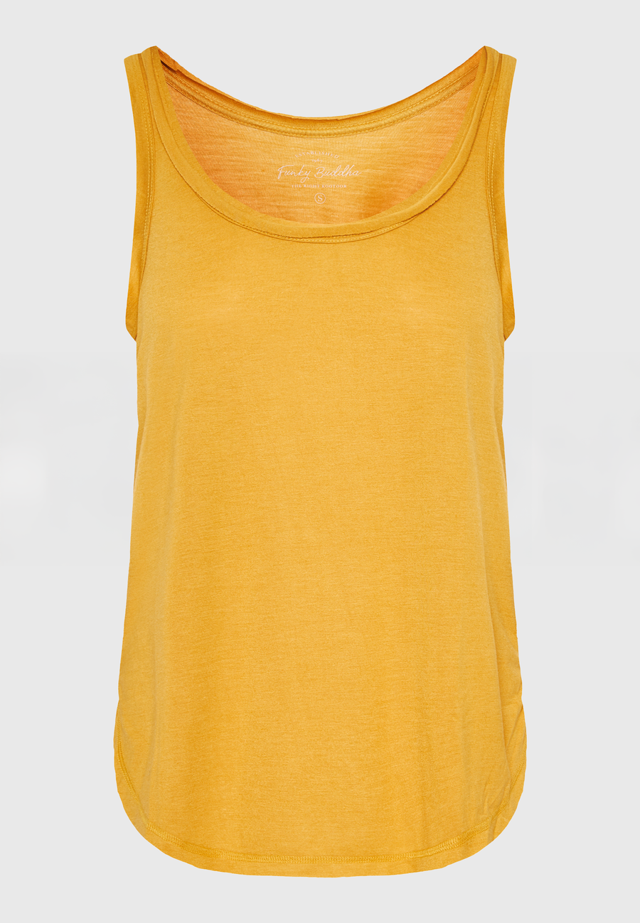 Women's viscose plain color tank top - Mustard