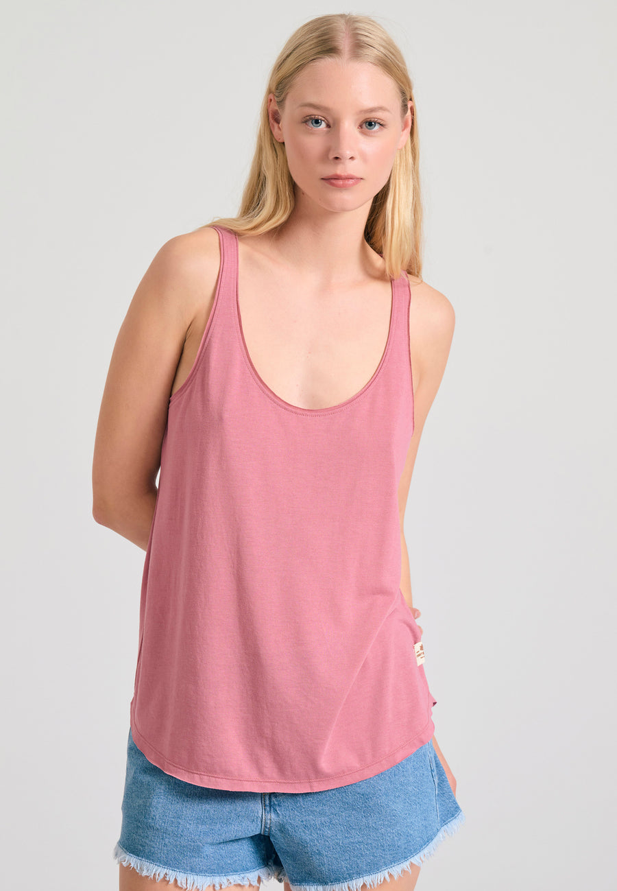 Women's viscose plain color tank top - Pink