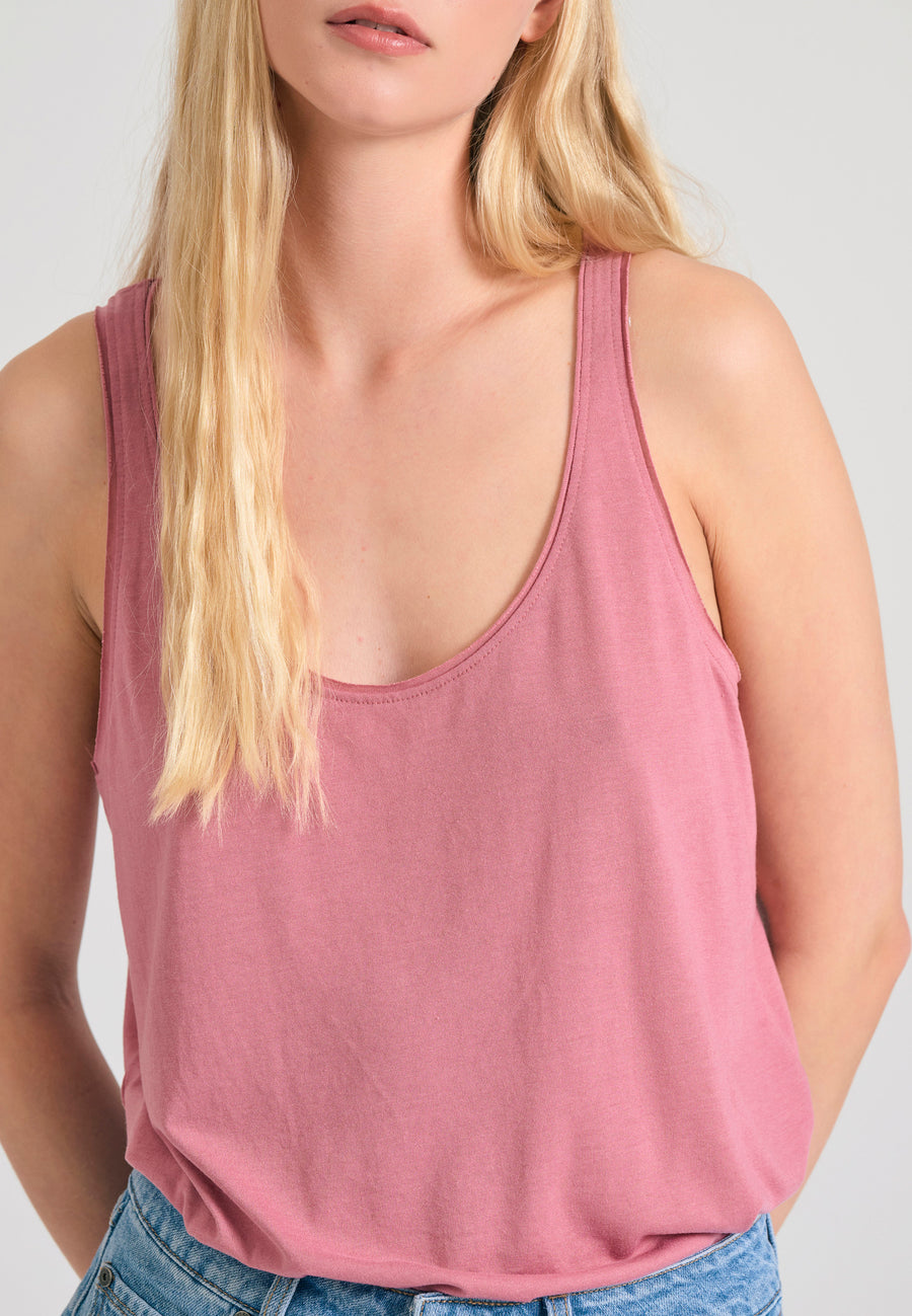 Women's viscose plain color tank top - Pink