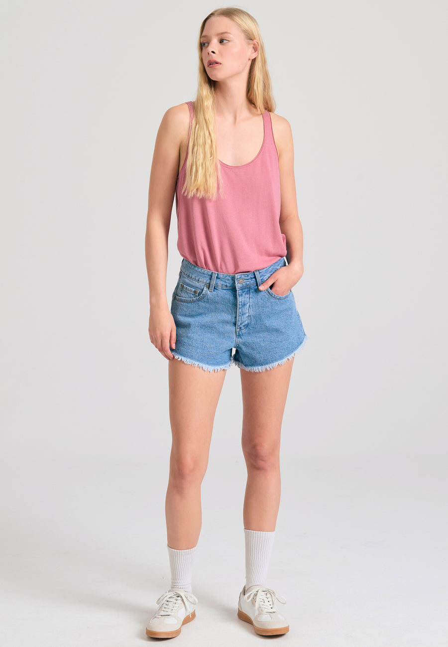 Women's viscose plain color tank top - Pink