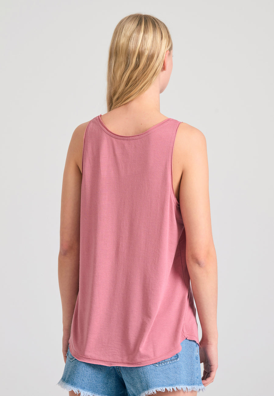 Women's viscose plain color tank top - Pink