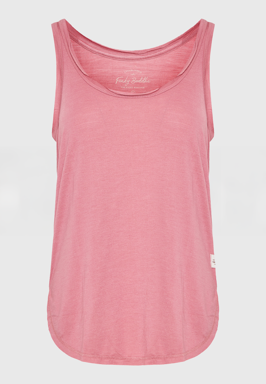Women's viscose plain color tank top - Pink