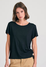 Tricou simplu din viscoză pentru femei - Negru