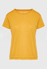 Tricou simplu din viscoză pentru femei - Muștar