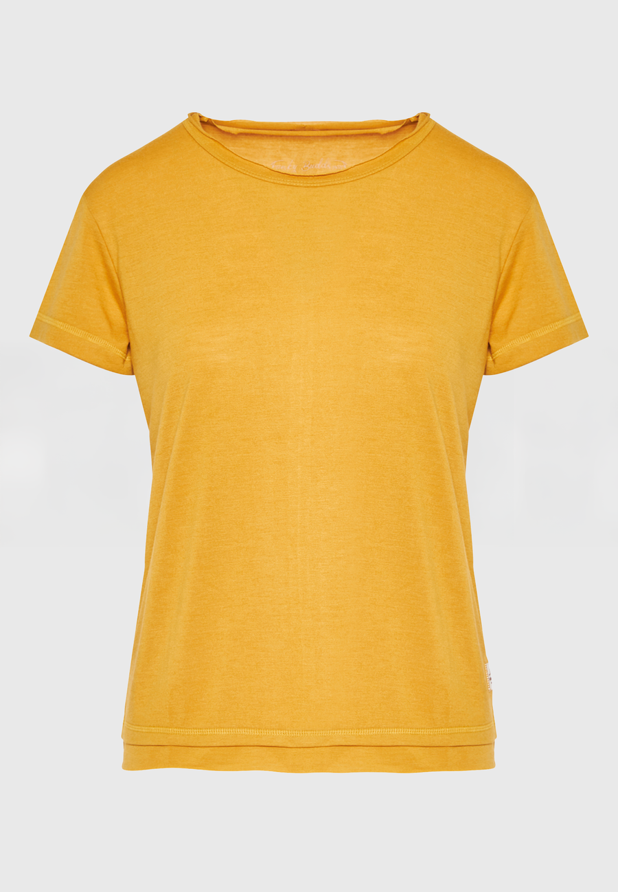 Tricou simplu din viscoză pentru femei - Muștar