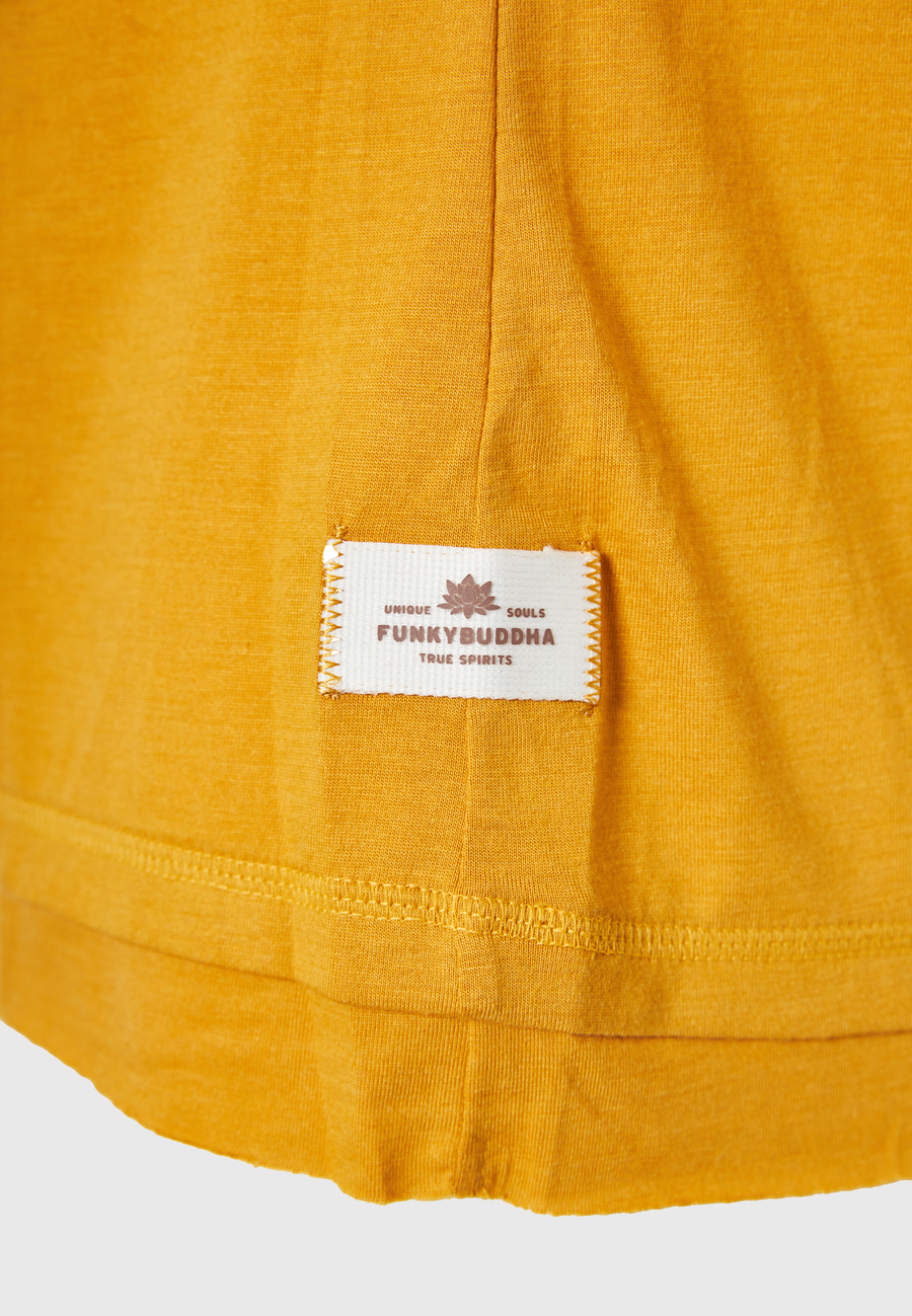 Tricou simplu din viscoză pentru femei - Muștar