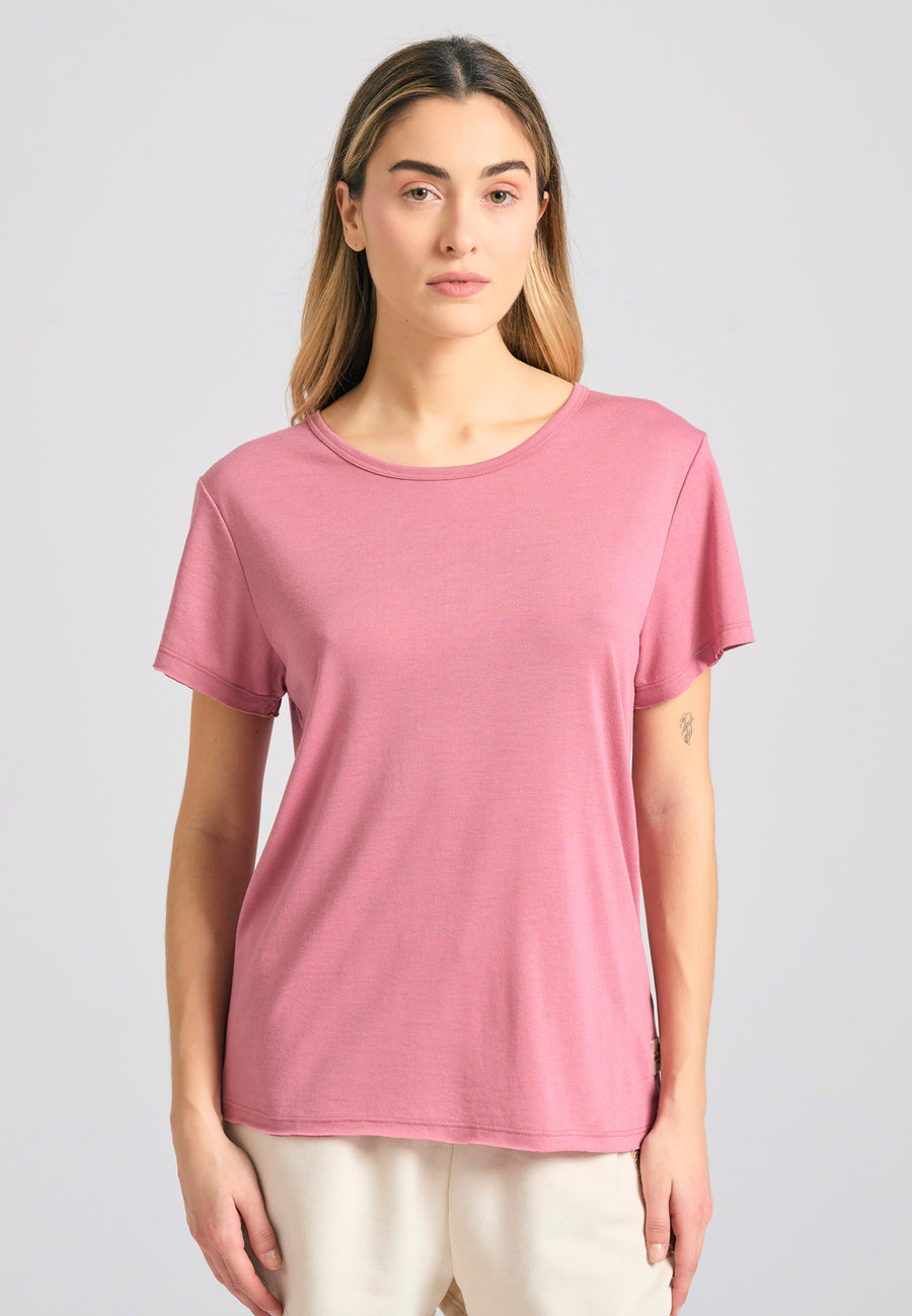 Women's viscose plain t-shirt - Pink