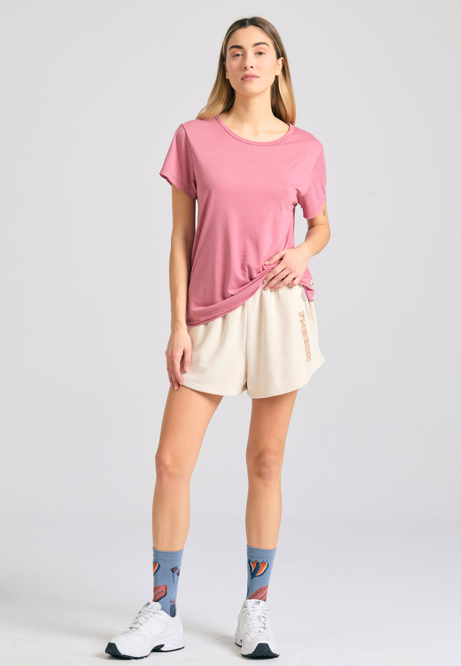 Women's viscose plain t-shirt - Pink