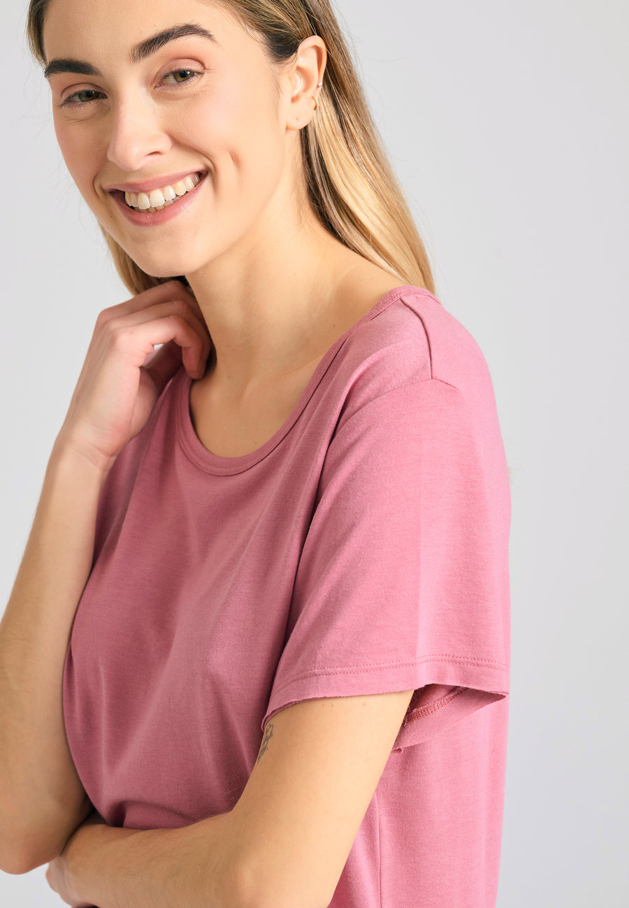 Women's viscose plain t-shirt - Pink