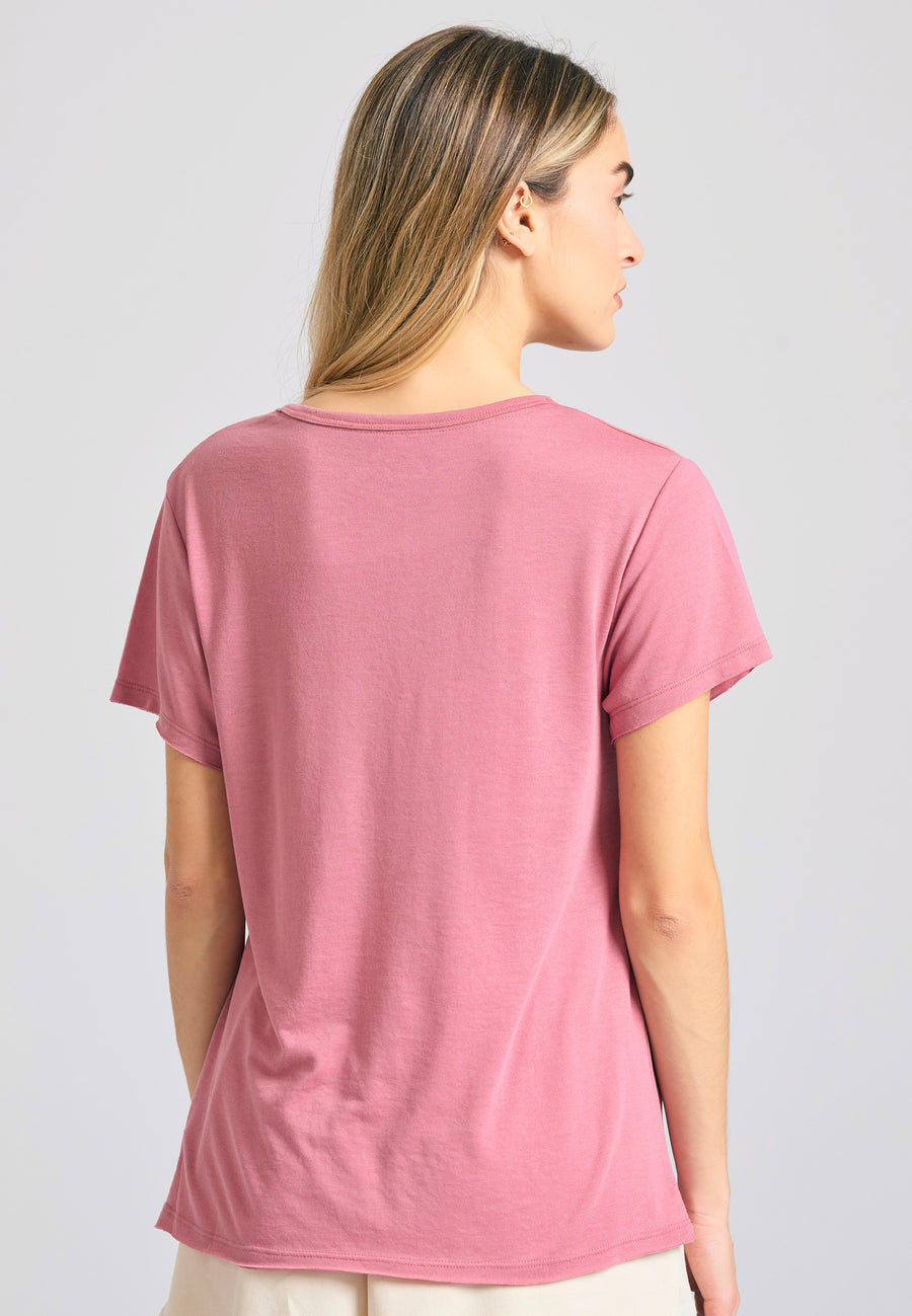 Women's viscose plain t-shirt - Pink