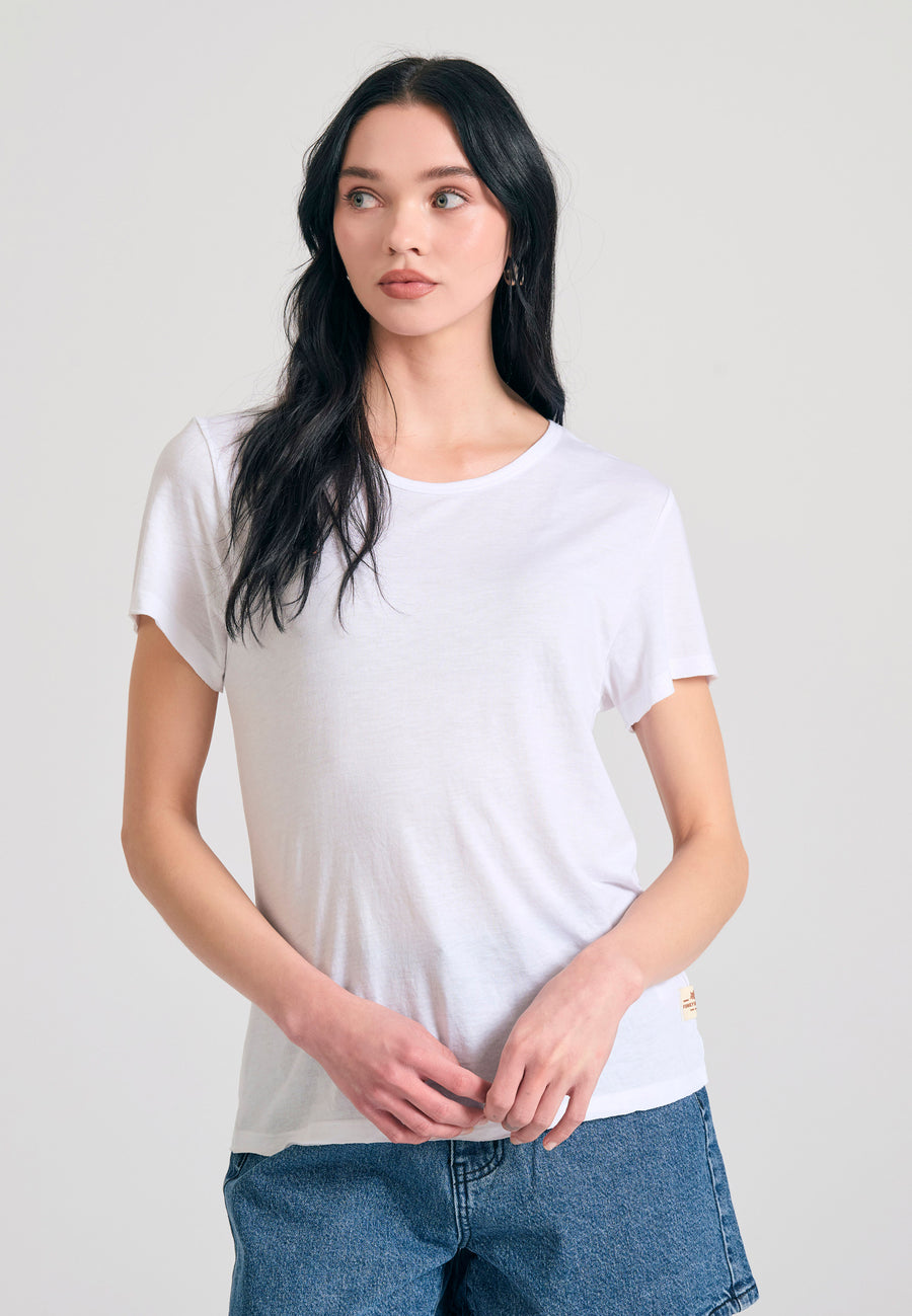 Tricou simplu din viscoză pentru femei - Alb