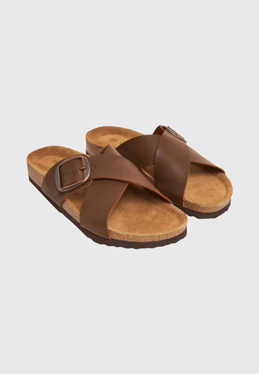 Women's leather sandals - Brown